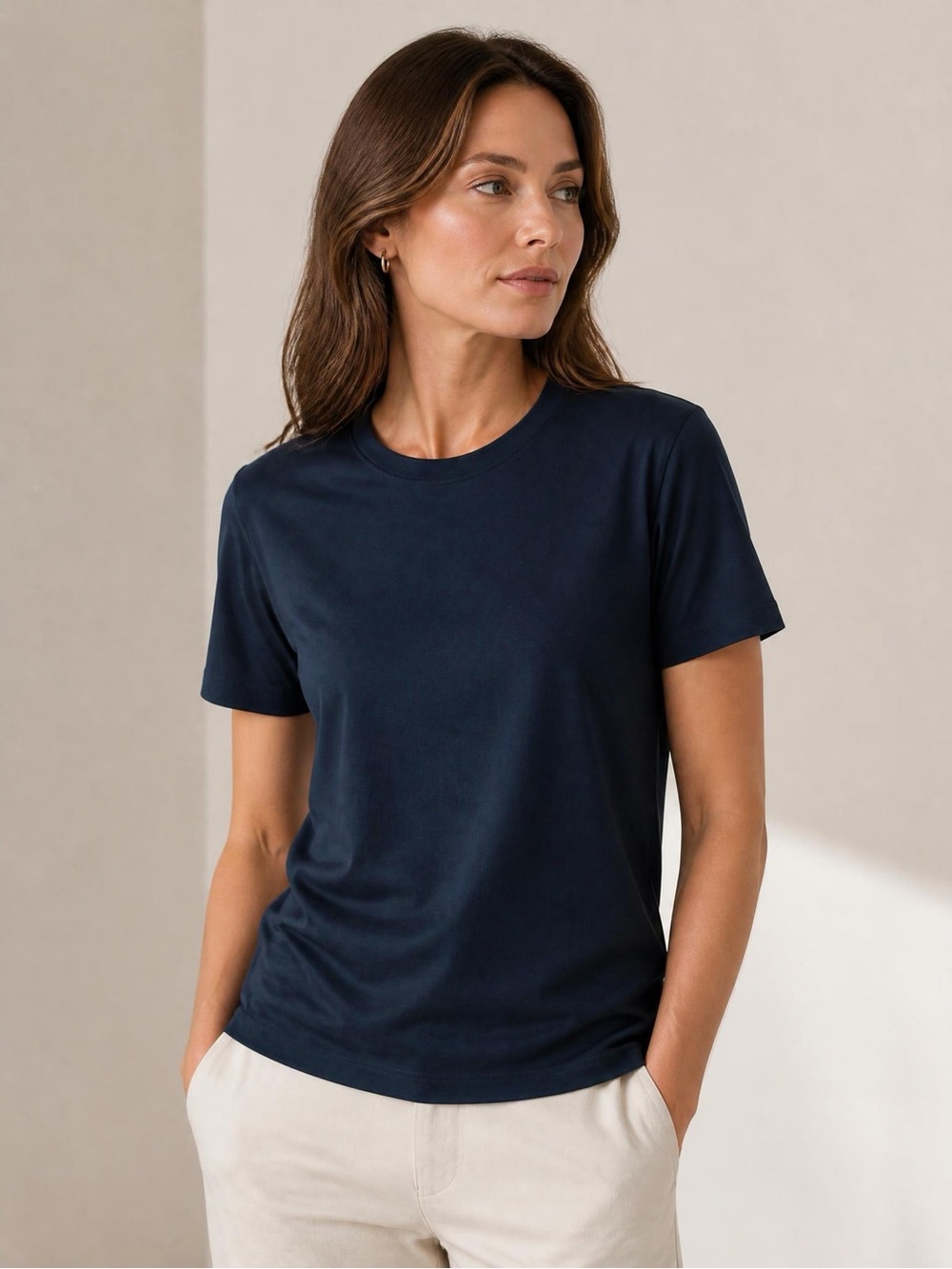 William Rast Women Peruvian Pima Cotton T-Shirt S Charcoal Crew Neck Tee